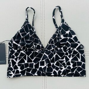 NWT! Norma Kamali SLIP BRA in Black Mosaic Size XS